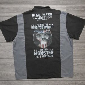 Biker Apparel Daytona Beach Bike Week 2022 Skull Graphic Button Up Shirt Men 4XL